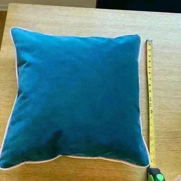 Velvet teal throw accent  pillow with insert . - Picture 4 of 5